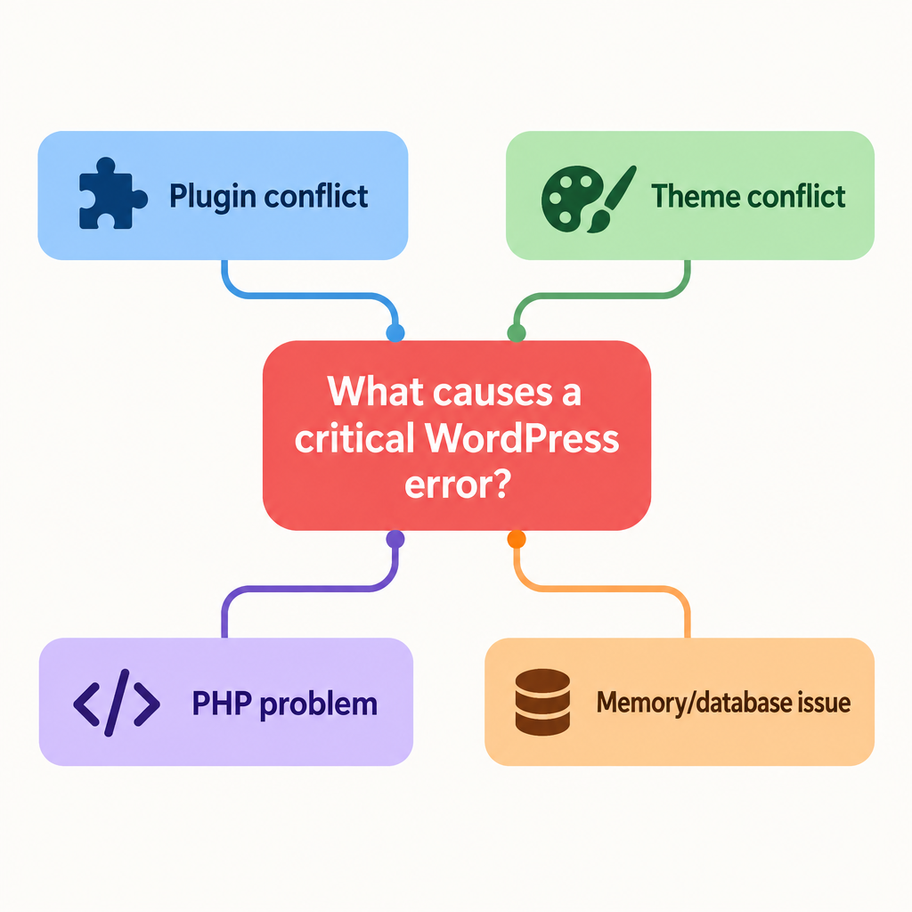 What causes a critical WordPress error?