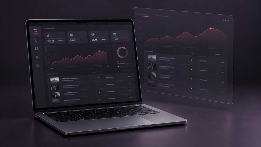 Website maintenance dashboard showing website health and performance