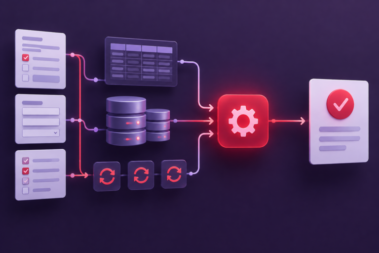 Business workflow automation connecting repetitive tasks and data